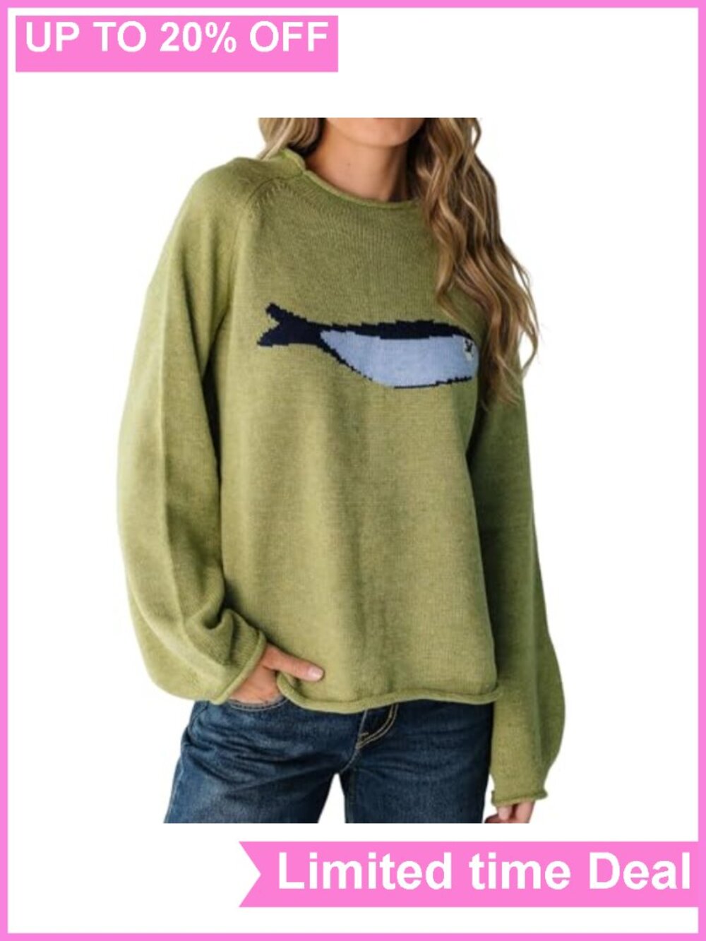 Oversized Roll Neck Animal Graphic Sweater Chunky Knit Pullover